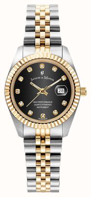 Jacques Du Manoir Inspiration Elegance (31mm) Black Dial / Two-Tone Stainless Steel Bracelet JWL01207