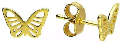 Sterling Silver Gold Plated Cut Out Butterfly Studs H5341/Y
