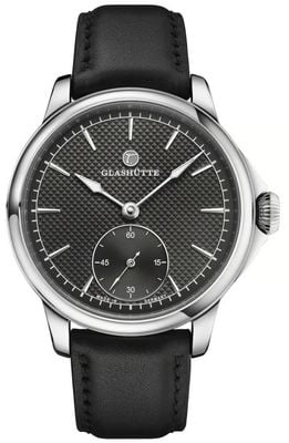 Tutima Glashütte Patria Small-Second Manual Winding (41mm) Anthracite Décor Dial / Black Calfskin Strap 6612-01