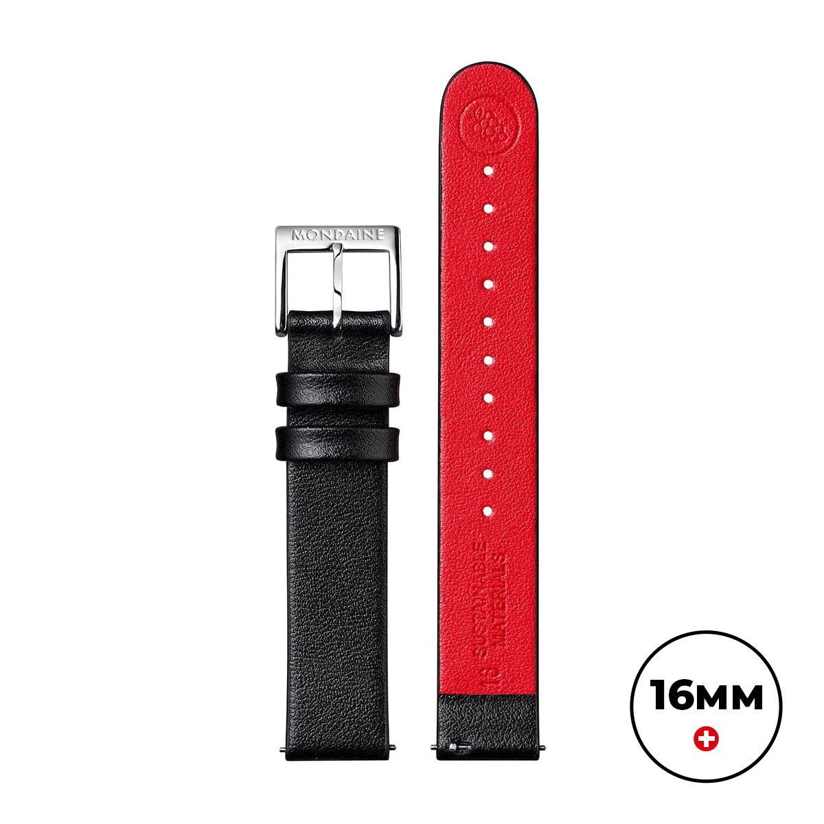 Mondaine FG3116.21Q Vegan Grape Leather Strap - Black - ( Watch