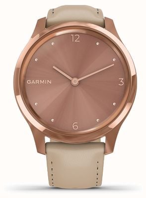 Garmin Vivomove 3 Luxe | 18ct Rose Gold PVD Case | Italian Leather 010-02241-01