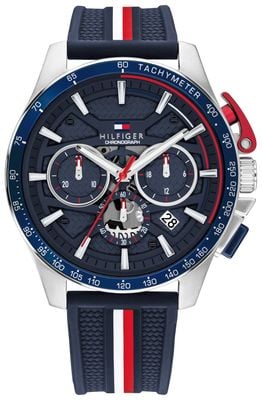 Tommy Hilfiger Mens Blue Silicone Strap Blue Dial Watch 1792292