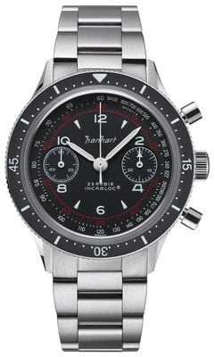Hanhart 415 ES Pure (39mm) Black Dial / Stainless Steel Bracelet H703.215-6428