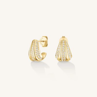 Rosefield Jewellery Pave Striped Droplet Studs Gold JEPSG-J1228