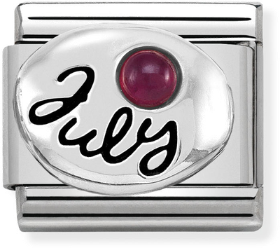 Nomination Classic July Birthstone Ruby Sterling Silver & Steel Charm 330505/07