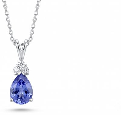 Clarity Jewellery 18ct White Gold 3 Diamond Pear Saph Pendant CP300050S
