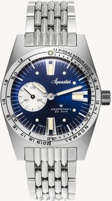 Aquastar Deepstar II Mono-Compax Automatic (37mm) Blue Ray Dial / BoR Stainless Steel Bracelet DS2-BOR BR