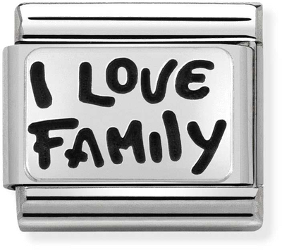 Nomination Classic I Love Family Oxidised Sterling Silver & Steel Charm 330102/34