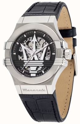 Maserati Potenza Automatic (42mm) Skeleton Dial / Black Leather Strap R8821108052