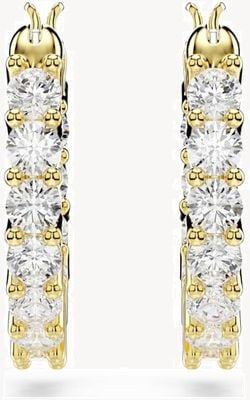 Swarovski Matrix Vittore Hoop Earrings Round Cut, White, Gold-tone Plated 5733398