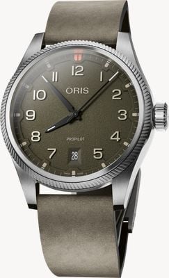 ORIS ProPilot Date Automatic (41mm) Textured Moss-Green Dial / Green Velour Leather Strap 01 733 7805 4167-07 6 20 16LC