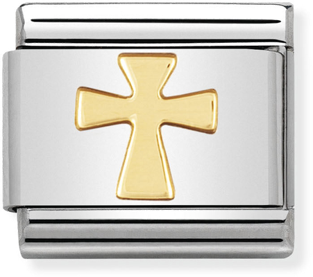 Nomination Classic Cross 18ct Gold & Steel Charm 030105/01
