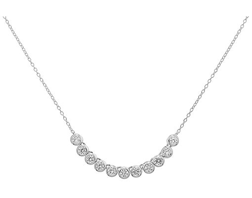 James Moore TH G3354 Silver Cubic Zirconia Row Necklace Jewellery