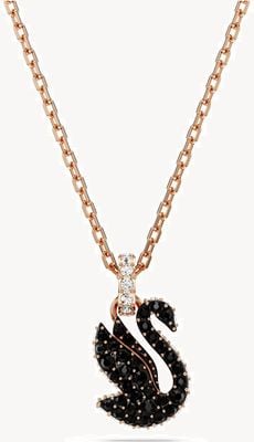 Swarovski Swarovski Iconic Swan Pendant Swan Black Crystals Rose Gold-Tone Plated 5678046