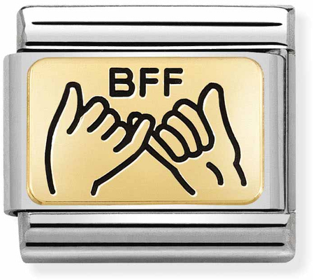 Nomination Classic BFF Hands 18ct Gold & Steel Charm 030166/04