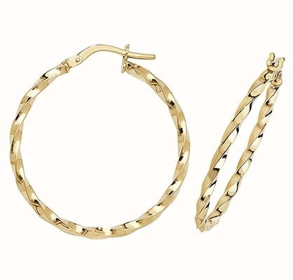 James Moore TH 9k Yellow Gold Hoop Earrings 25 mm ER1008-25