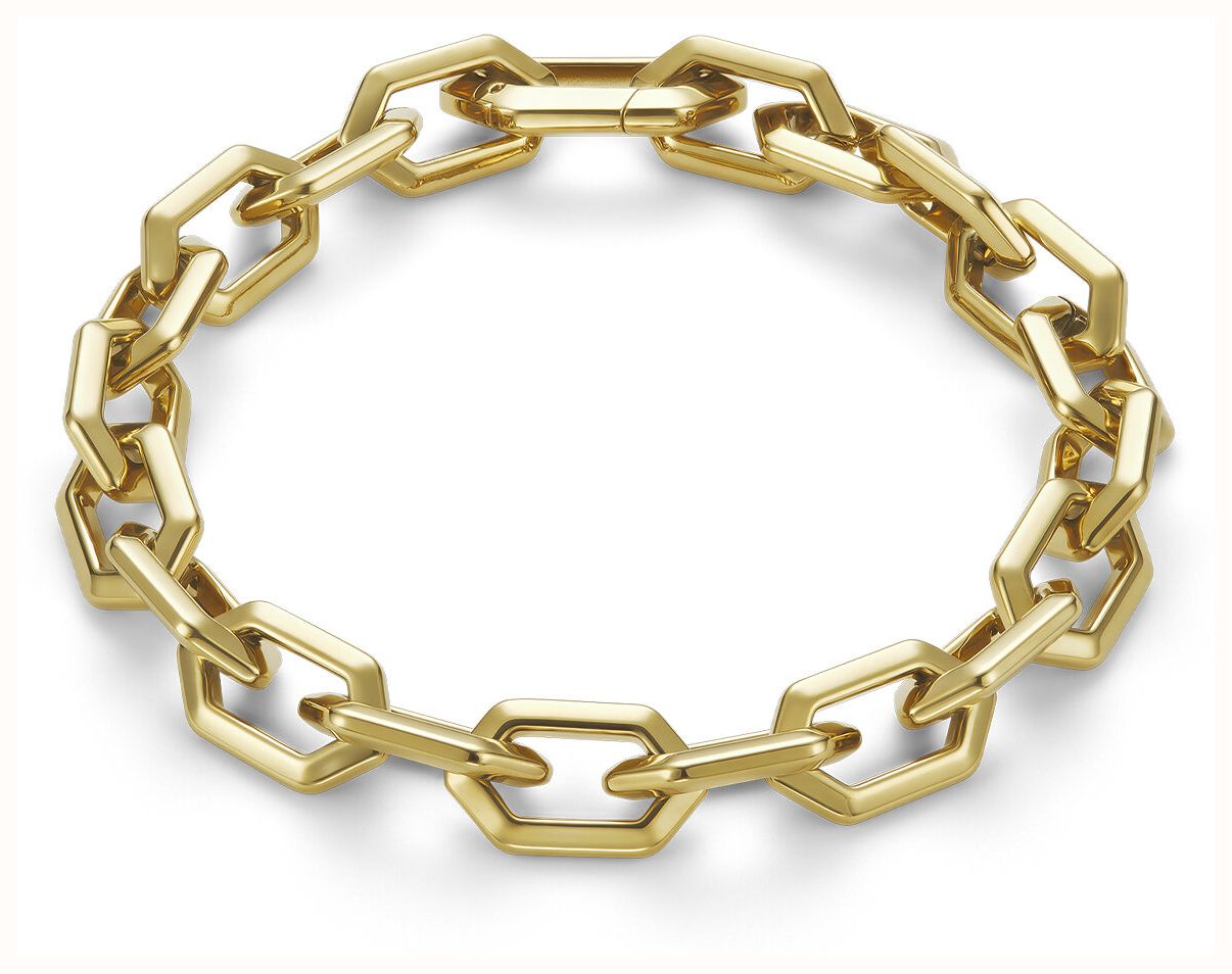 Olivia Burton Honeycomb Geo Gold Plated Chain Link Bracelet 24100611 - alternate view 2