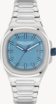 Aston Martin GPQ Icon Quartz (42mm) Light Blue Dial / Stainless Steel Bracelet MTIG2S605