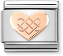 Nomination Classic Celtic Knot Heart Rose Gold & Steel Charm 430104/38