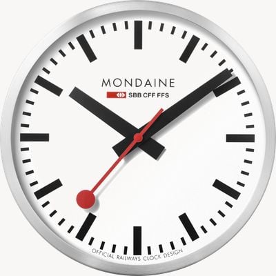 Mondaine SBB Wall Clock (40cm) White Dial / Silver-Tone Aluminium Case A995.CLOCK.16SBB