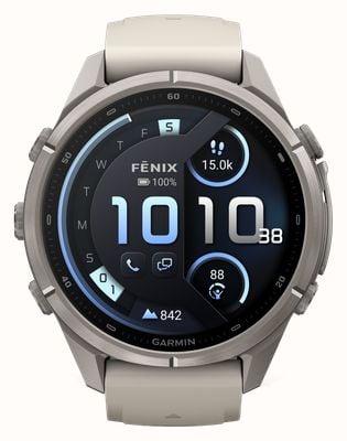 Garmin Fenix 9 Pro InReach 43mm Premium GPS Smartwatch - Titanium With Fog Grey/Sandstone Silicone Watch 010-04335-81