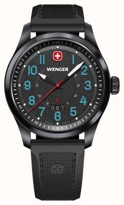 Wenger Terragraph Quartz (43mm) Textured Black Dial / Black Silicone Strap 01.0541.127