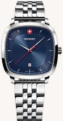 Wenger Vintage Classic Quartz (37mm) Blue Sunburst Dial / Stainless Steel Bracelet 01.1921.103