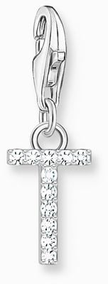 Thomas Sabo Charm Pendant Letter T With White Stones Sterling Silver 1957-051-14