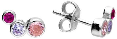CME Leicester Limited Sterling Silver Three Rub over Graduated Pinks Cubic Zirconias Stud H2314/P