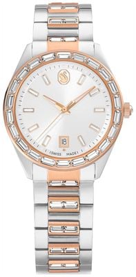 Swarovski Matrix Date (35mm) Silver Sunray Dial / Two-Tone Stainless Steel Bracelet 5734663
