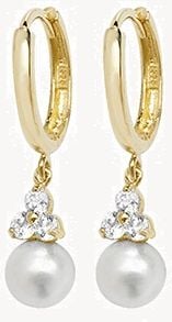 Treasure House 9k Yellow Gold Drop Pearl Cubic Zirconia Earrings ER1133