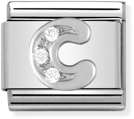 Nomination Classic Letter C Sterling Silver & Steel Cubic Zirconia Charm 330301/03