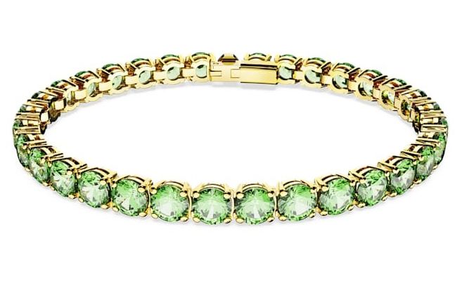 Swarovski 5658849 Matrix Tennis Bracelet Round Cut Green 18k Jewellery