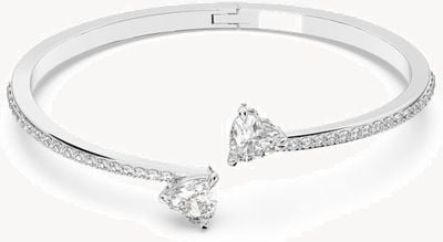 Swarovski Attract Soul Bangle Heart Rhodium Plated White Crystals 5535289