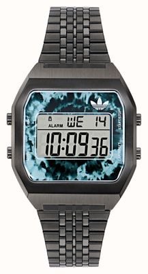 Adidas DIGITAL TWO (36mm) Blue Edge Digital Dial / Black Stainless Steel Bracelet AOST24558