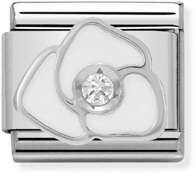 Nomination Composable CL SIMBOLS Stainless Steel Enamel 1 Cub. Zirc And 925 Silver WHITE Rose 330305/06