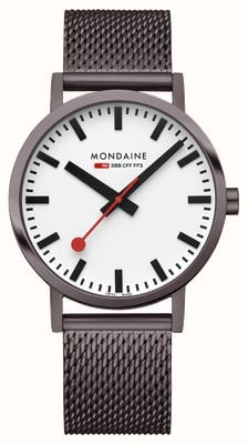 Mondaine Classic (40mm) White Dial / Brown IP Stainless Steel Mesh Bracelet A660.30360.1BSBZ