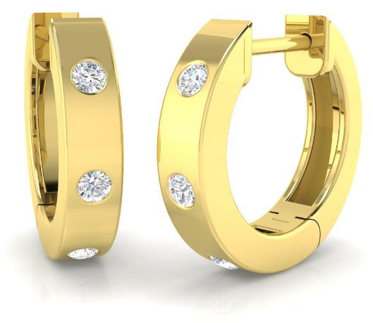 James Moore SE6363 9ct Yellow Gold 0.11ct Diamond Huggie Jewellery