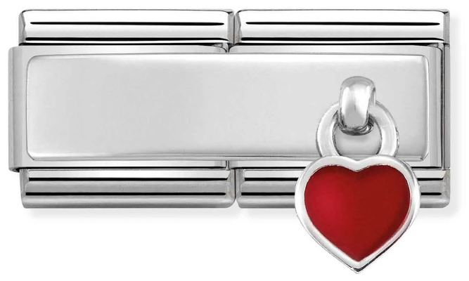 Nomination Classic DOUBLE ENGRAVED Steel And Silver Sterling Silver Love Heart Charm 330780/03