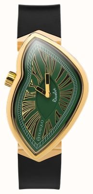 Exaequo Melting Watch Revolve IP Yellow Gold "One of 301" (33mm) Green Dial / Black Silicone Strap EX 0032.0005