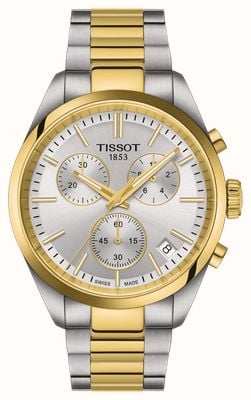 Tissot PR 100 Chronograph (40mm) Silver Sunray Dial / Two-Tone Stainless Steel Bracelet T1504172203100