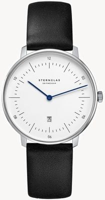 STERNGLAS Naos XS Quartz (33mm) White Dial / Black Leather S01-ND01-KL05