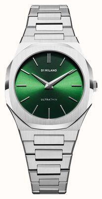 D1 Milano Ultra Thin Petite Moss (34mm) Green Sunray Dial / Stainless Steel Bracelet UTBL11