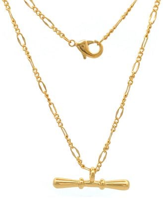 Burren Jewellery Dont Cry Wolf 18k Gold Plated Rounded Tbar Pendant On A Chain P1436