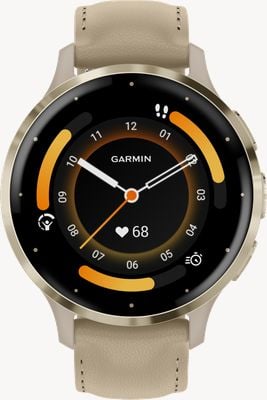 Garmin Venu 3S (41mm) Soft Gold Stainless Steel Bezel / French Grey Leather Strap (+ Silicone Strap) 010-02785-55