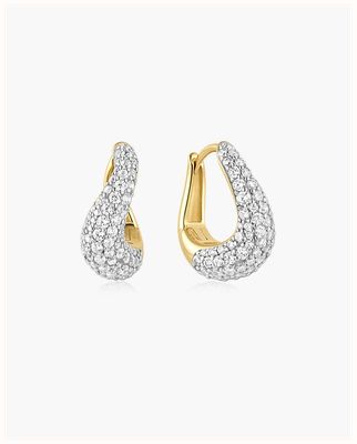 Ania Haie Gold Pavé Wave Huggie Hoop Earrings E079-13G