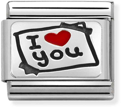 Nomination Classic I Love You Oxidised Sterling Silver & Steel Enamel Charm 330208/50