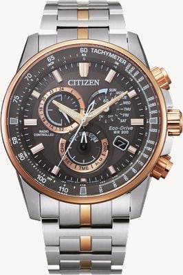 Citizen Men's Eco-Drive Radio-Controlled Chronograph (42.5mm) Grey Dial / Two-Tone Stainless Steel Bracelet CB5886-58H