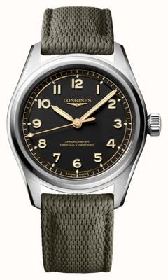 LONGINES Spirit Pilot Automatic Chronometer (39mm) Black Dial / Green Rubber Strap L38094539