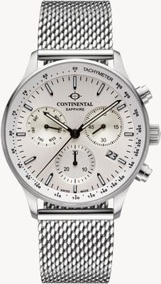 Continental Aviation Chronograph (43mm) Silver Dial / Stainless Steel Mesh Bracelet 22001-GC101130